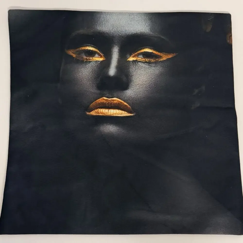 Black Gold African Woman Throw Pillow Case Cover Modern Glam Cushion Art Decor